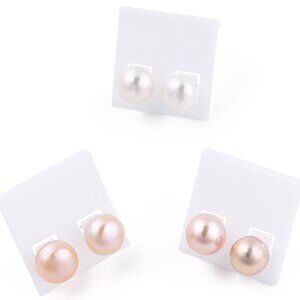 NWOT - Big Natural Pearl Stud Earrings,  925 Sterling Silver post Choose Color